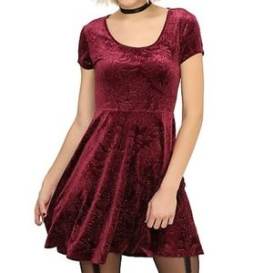 Midnight Hour Velvet Skull Pattern Mini Dress